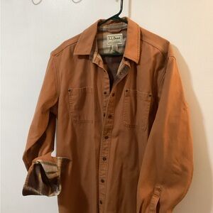 L.L. Bean Men's Tan Shirt Jacket Flannel Lined Large Tall